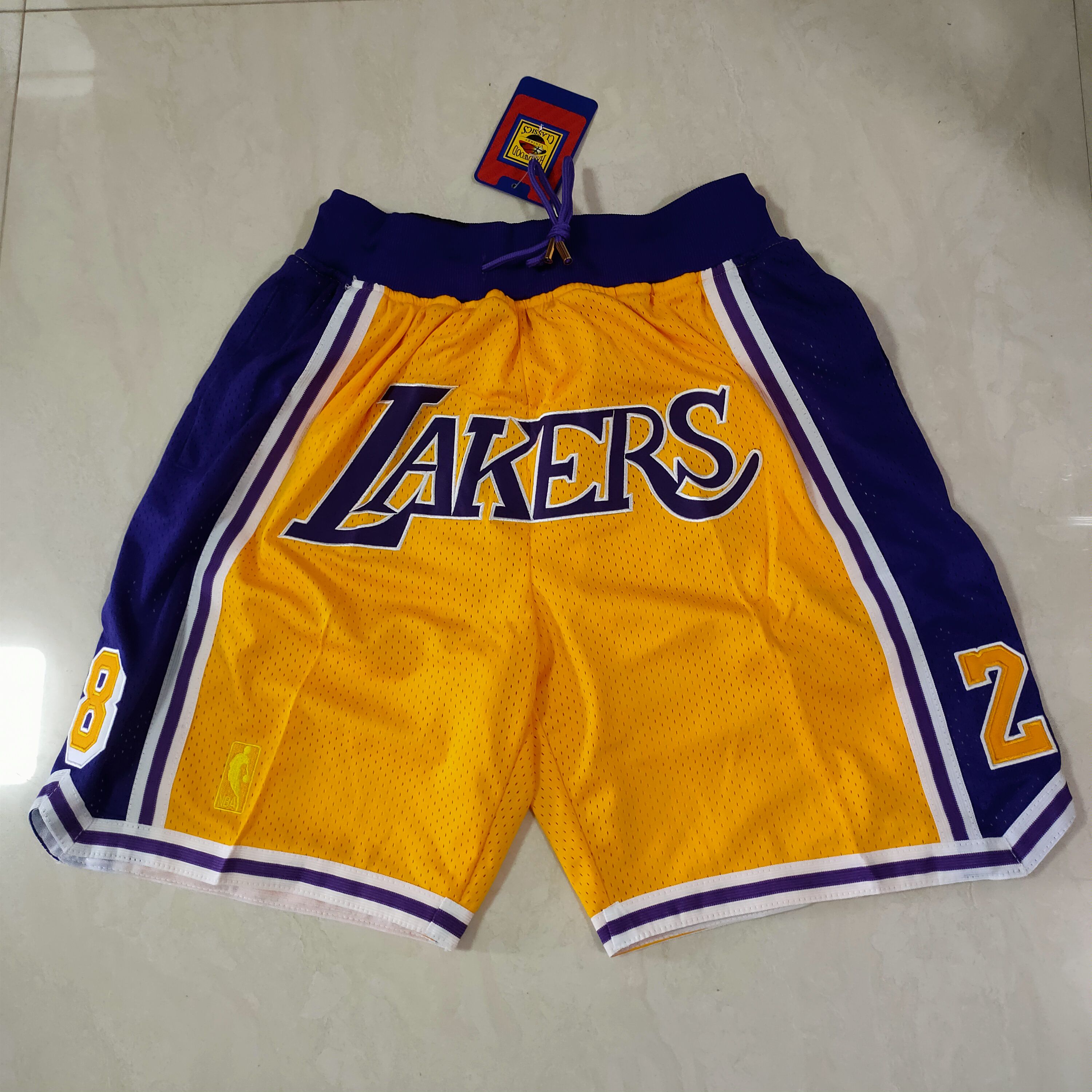 Men NBA 2021 Los Angeles Lakers Yellow Shorts 2->los angeles lakers->NBA Jersey